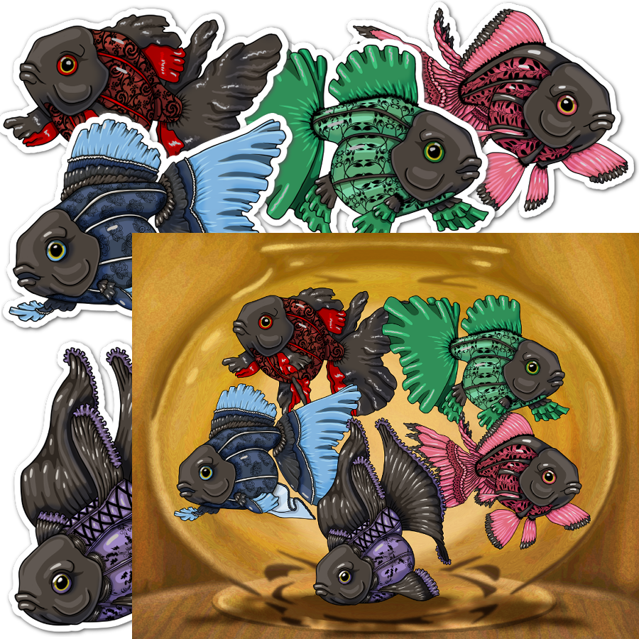 Bundle Burlesque Goldfish Stickers And Print