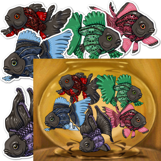 Bundle Burlesque Goldfish Stickers And Print