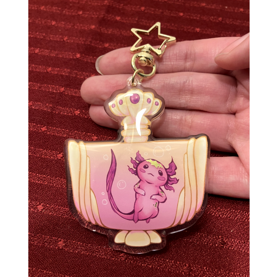 Acrylic 3" Keychain: Axolotl in a Bottle