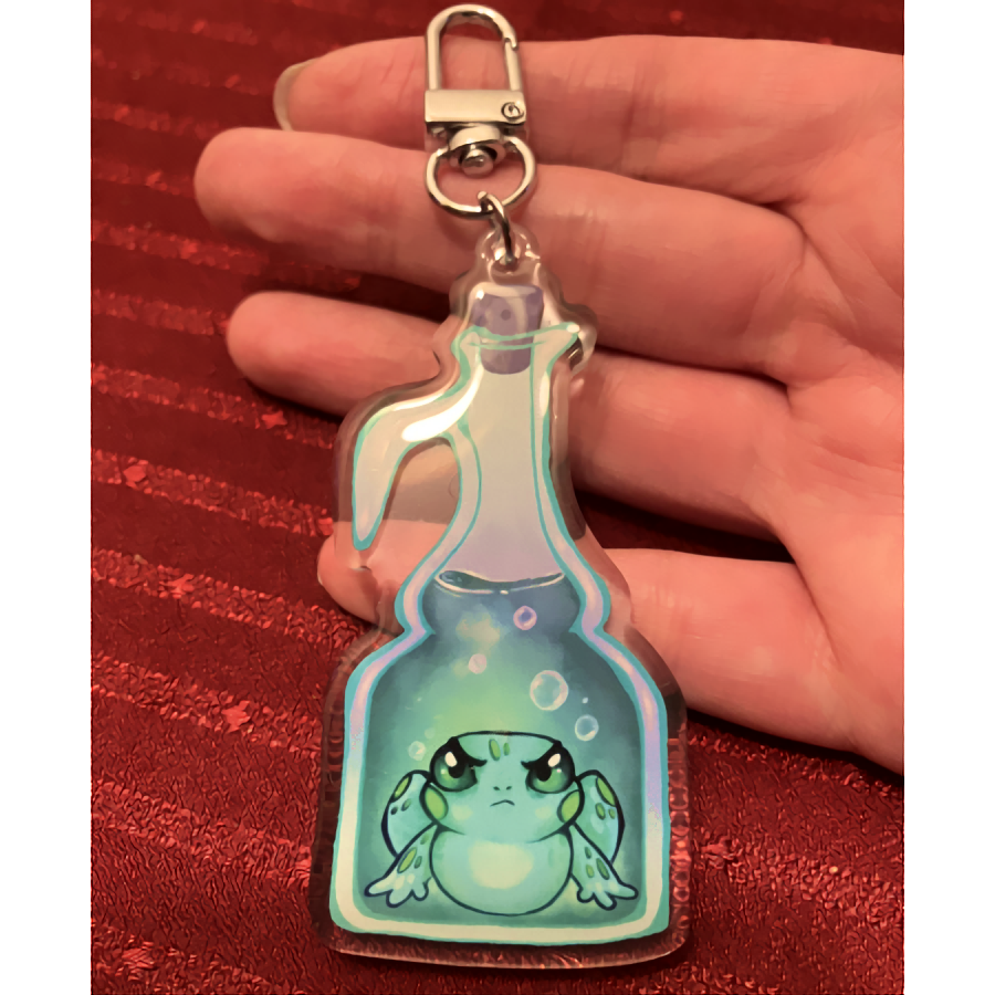 Acrylic 3" Keychain: Bottle Frog