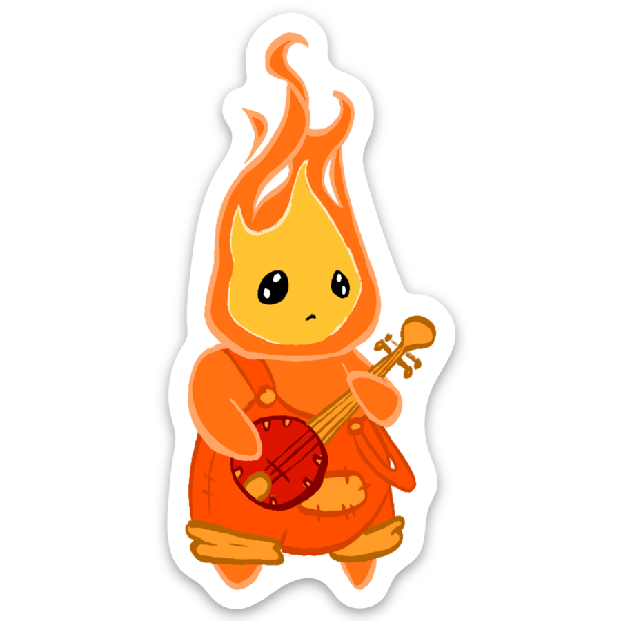 Sticker Banjo Flame Musician 3"